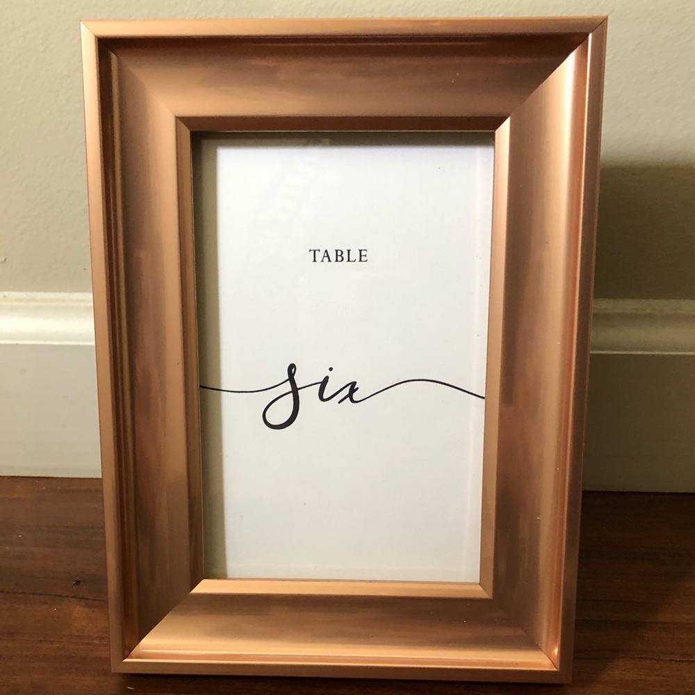 Wedding Table Numbers in Rose Gold Frame